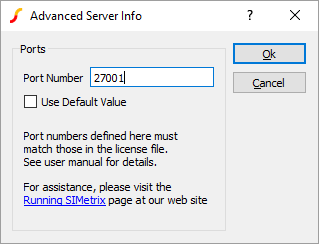 The advanced server settings dialog